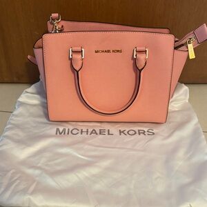 Michael Kors Pink Satchel with Gold Accents